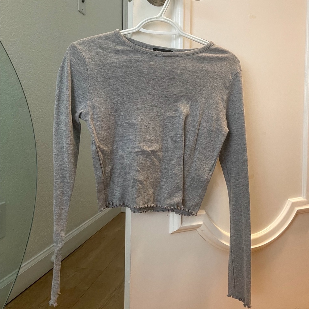 TOPSHOP Frilly Long Sleeve Top Cropped